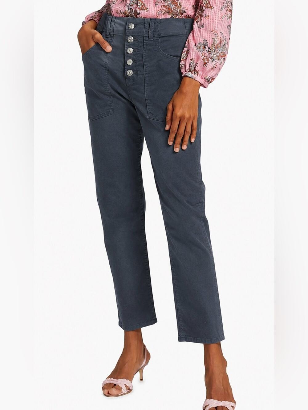 NWT Veronica Beard Arya Cargo Straight High Rise Slate Grey Pants Size 28